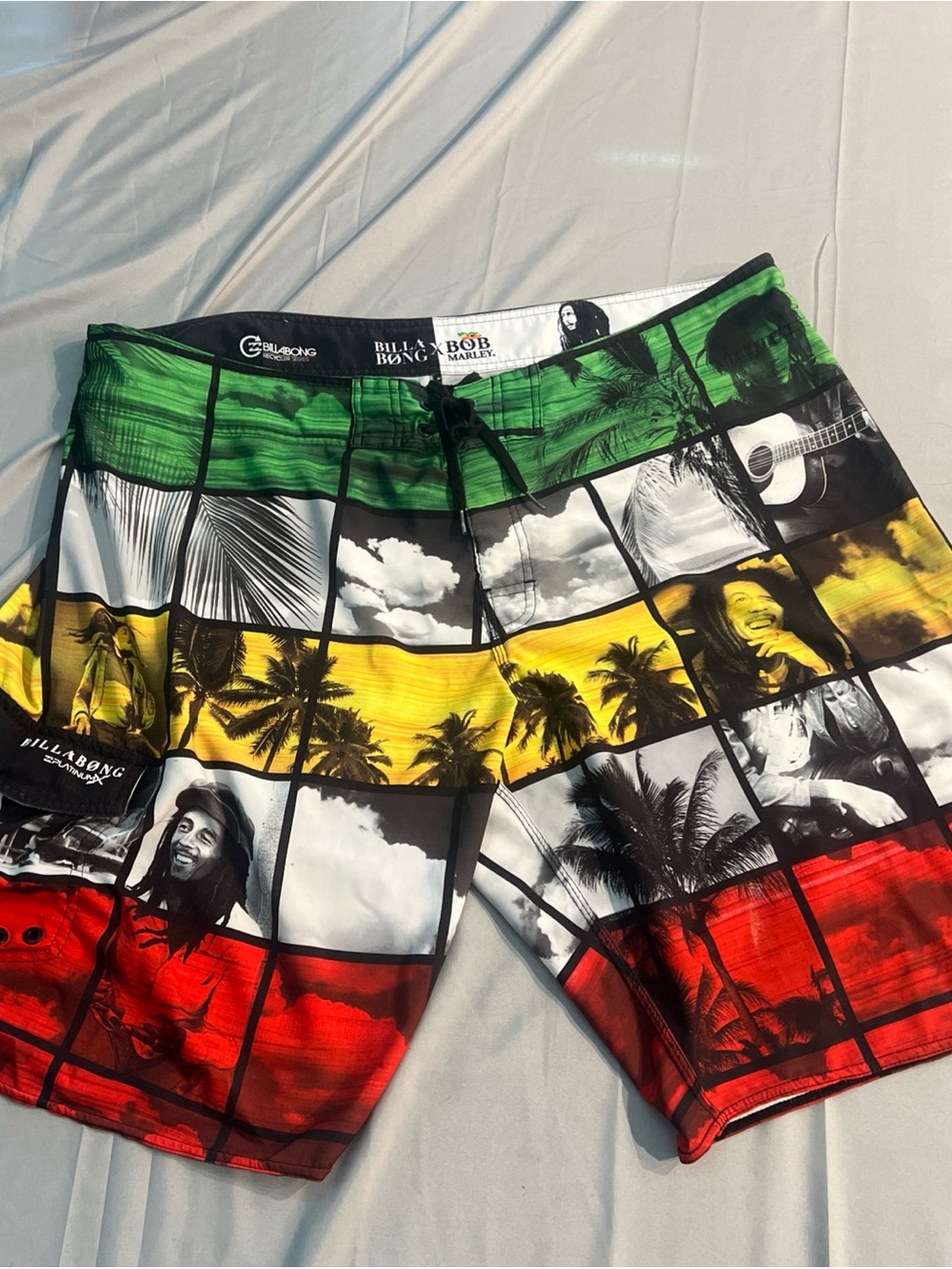 Billabong X Bob Marley Board Short Men 44 Platinum reggae Jamaica swim Rasta